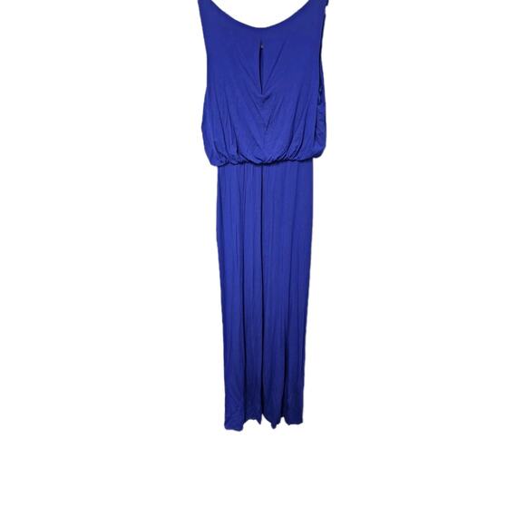 Guess Y2K Blousen Dress Large Maxi High Slit Stretch Jersey Sundress Ruched - Picture 1 of 13
